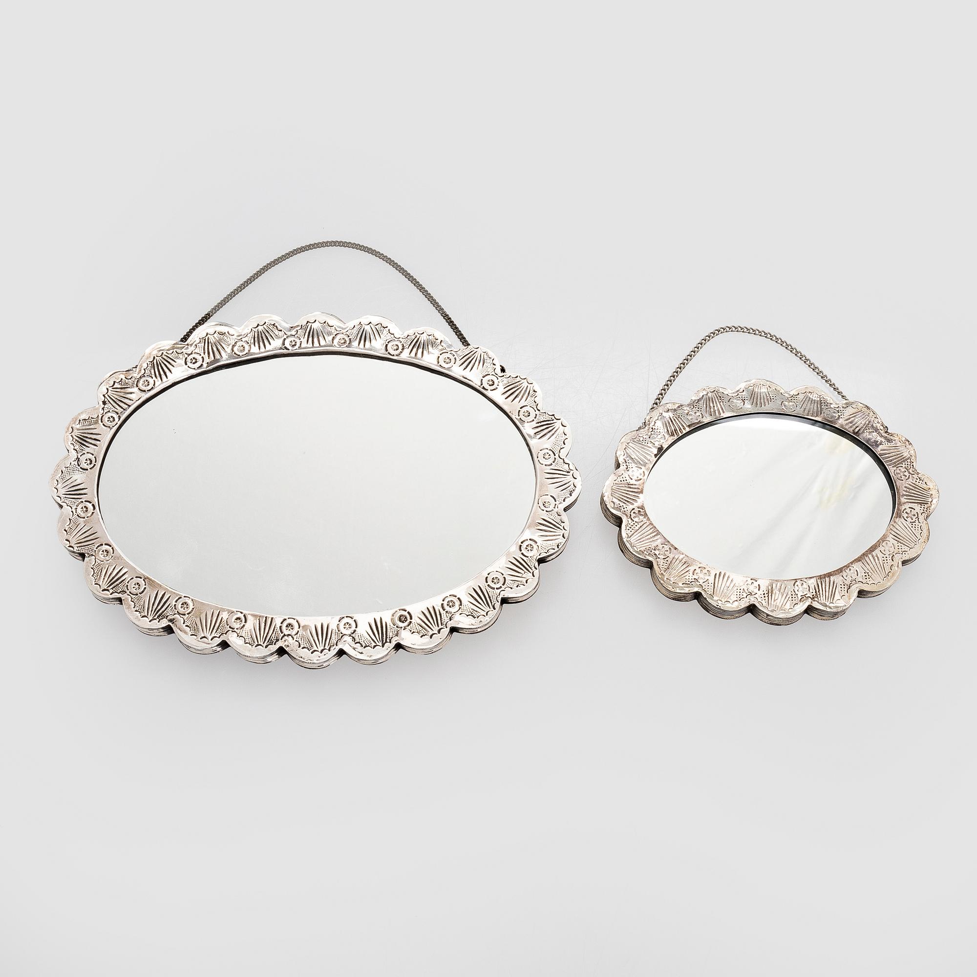 Spegel, 2 st, silver, 1900-tal.