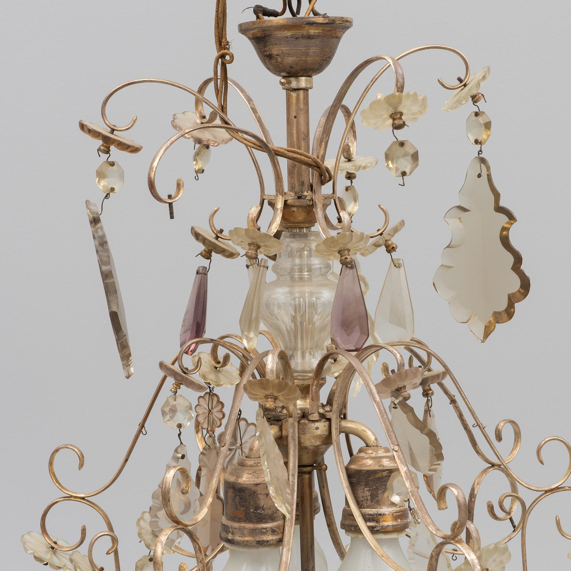 A Rococo style chandelier, first half of the 20th Century.