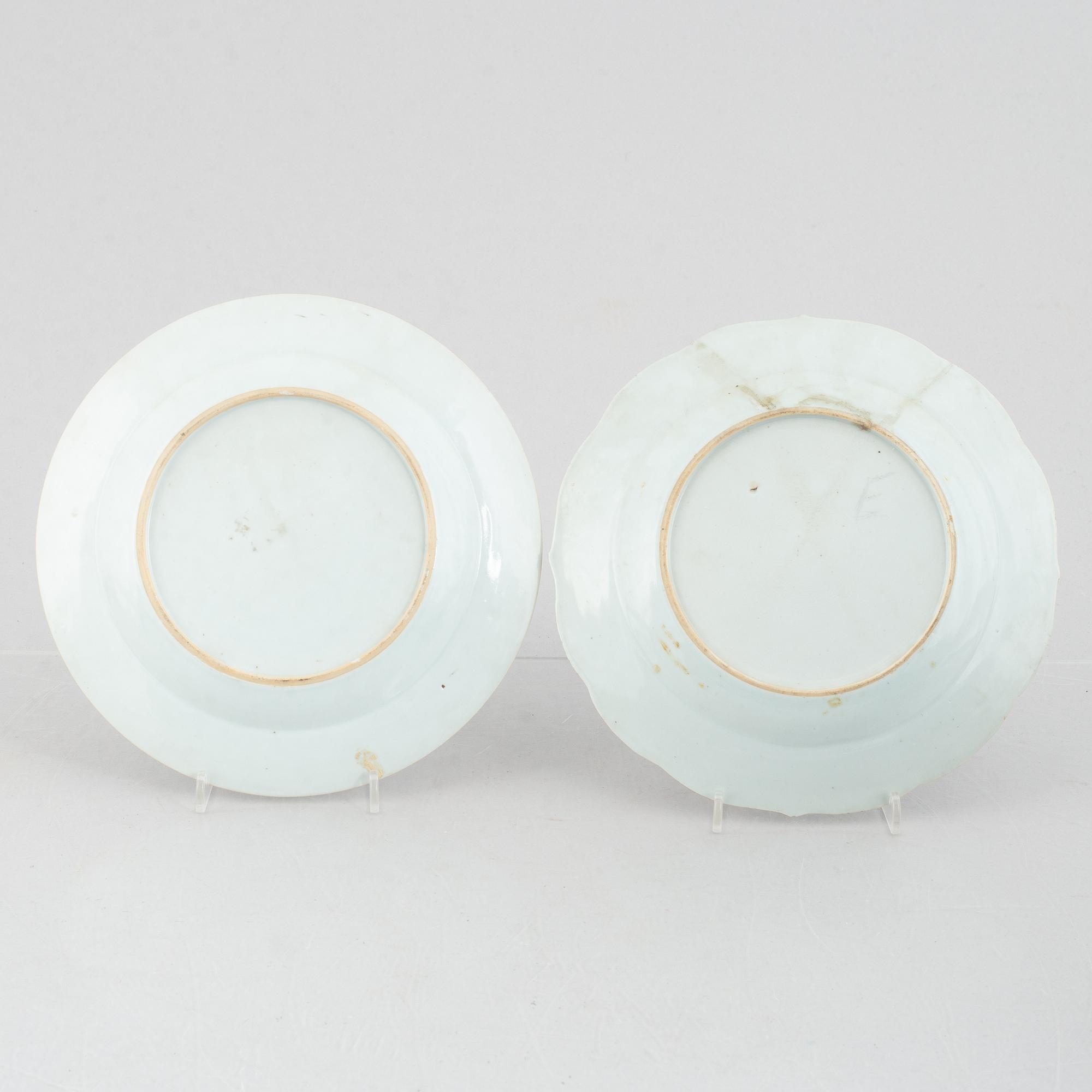 Tallrikar, 6 st, kompaniporslin, Kina, Qianlong (1736-95).