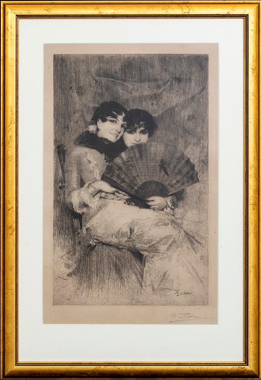 Anders Zorn, a signed etching.