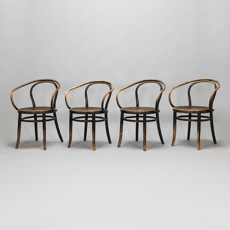 Thonet, stolar, 4 st, modell 209, efter 1920.