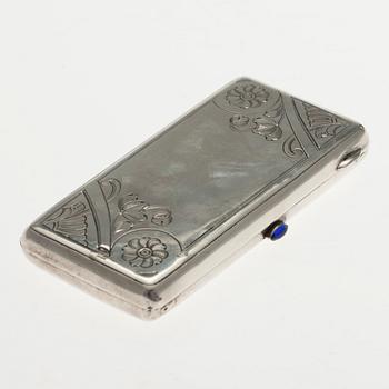 PORTMONNÄ, 84 silver, blå sten. Grigori Ivanov Moskva Ryssland 1908-17. Vikt 101 g.