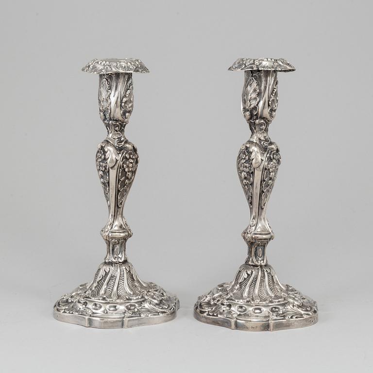 PEHR FREDRIK PALMGREN, a pair of silver candlesticks, Stockholm, 1864.