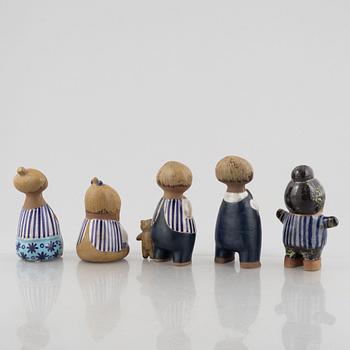 Lisa Larson, figuriner, 5 st, stengods, ur serien "Larsons ungar", Gustavsberg.