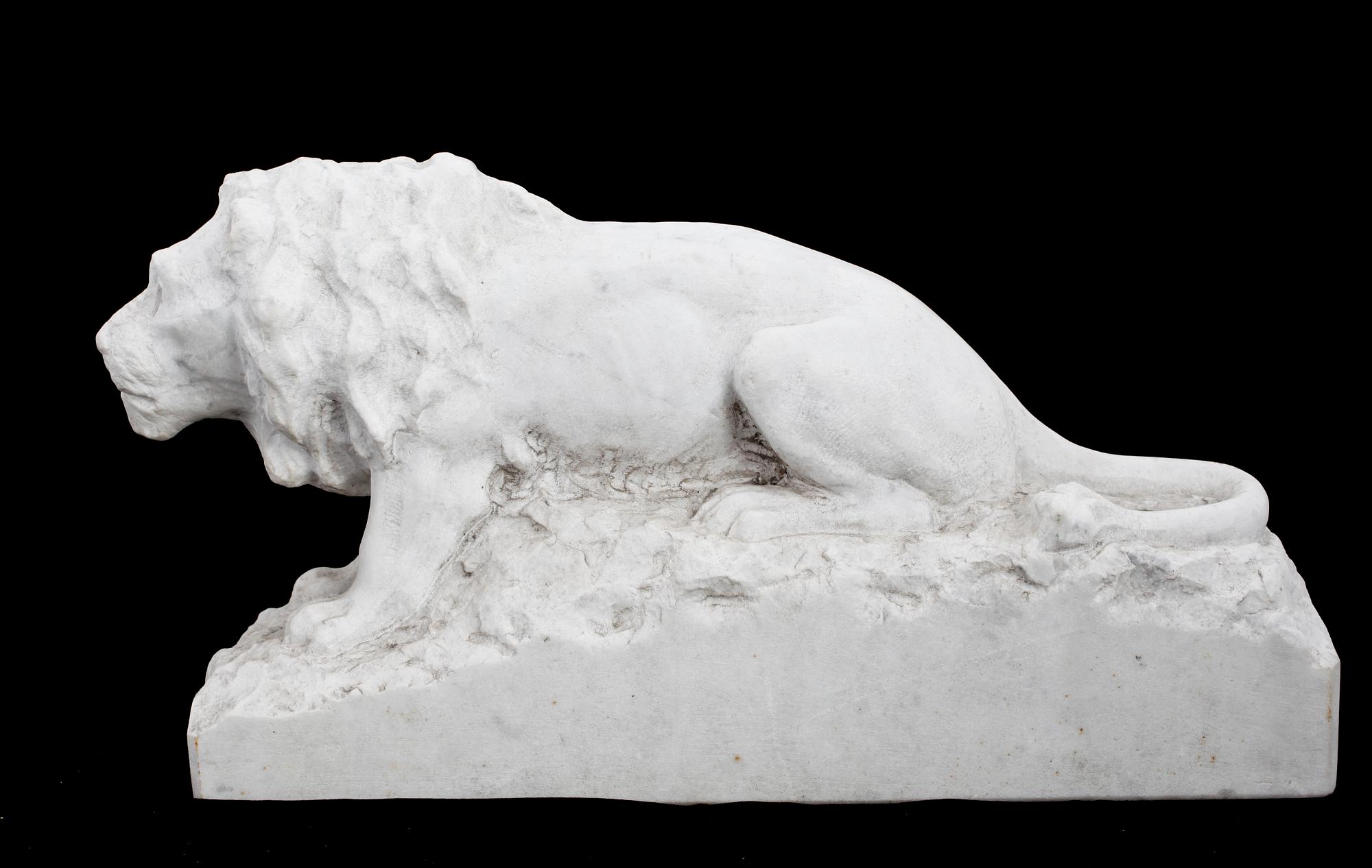 SKULPTUR, Lejon, marmor, 1900-tal.