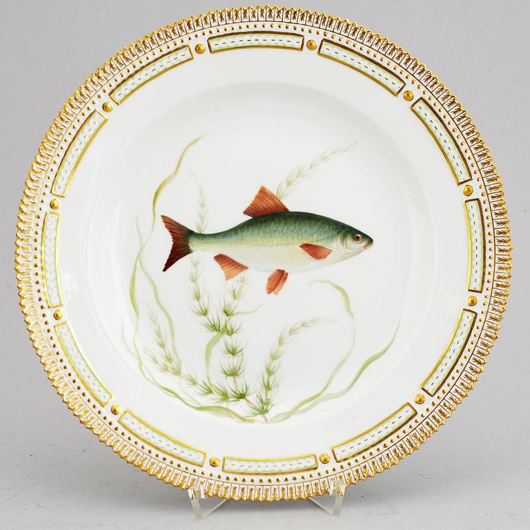 A set of six Royal Copenhagen 'Fauna Danica' dishes, Denmark, 20th Century.