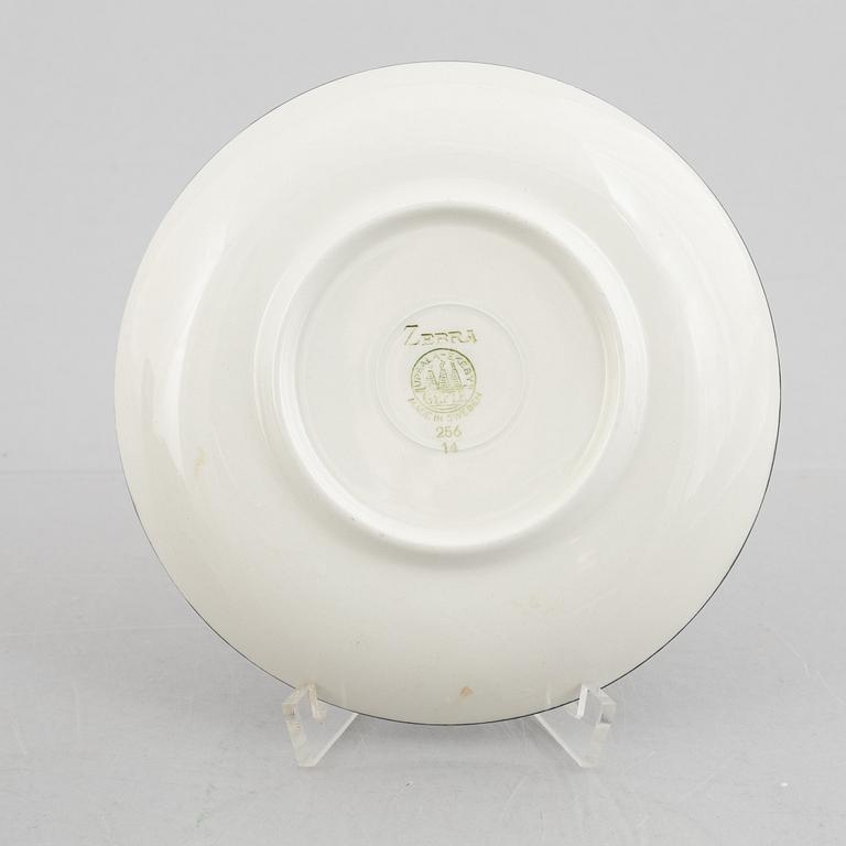 Eugen Trost, six "Zebra" creamware teacups with saucers, Gefle, Sweden, 1950's.