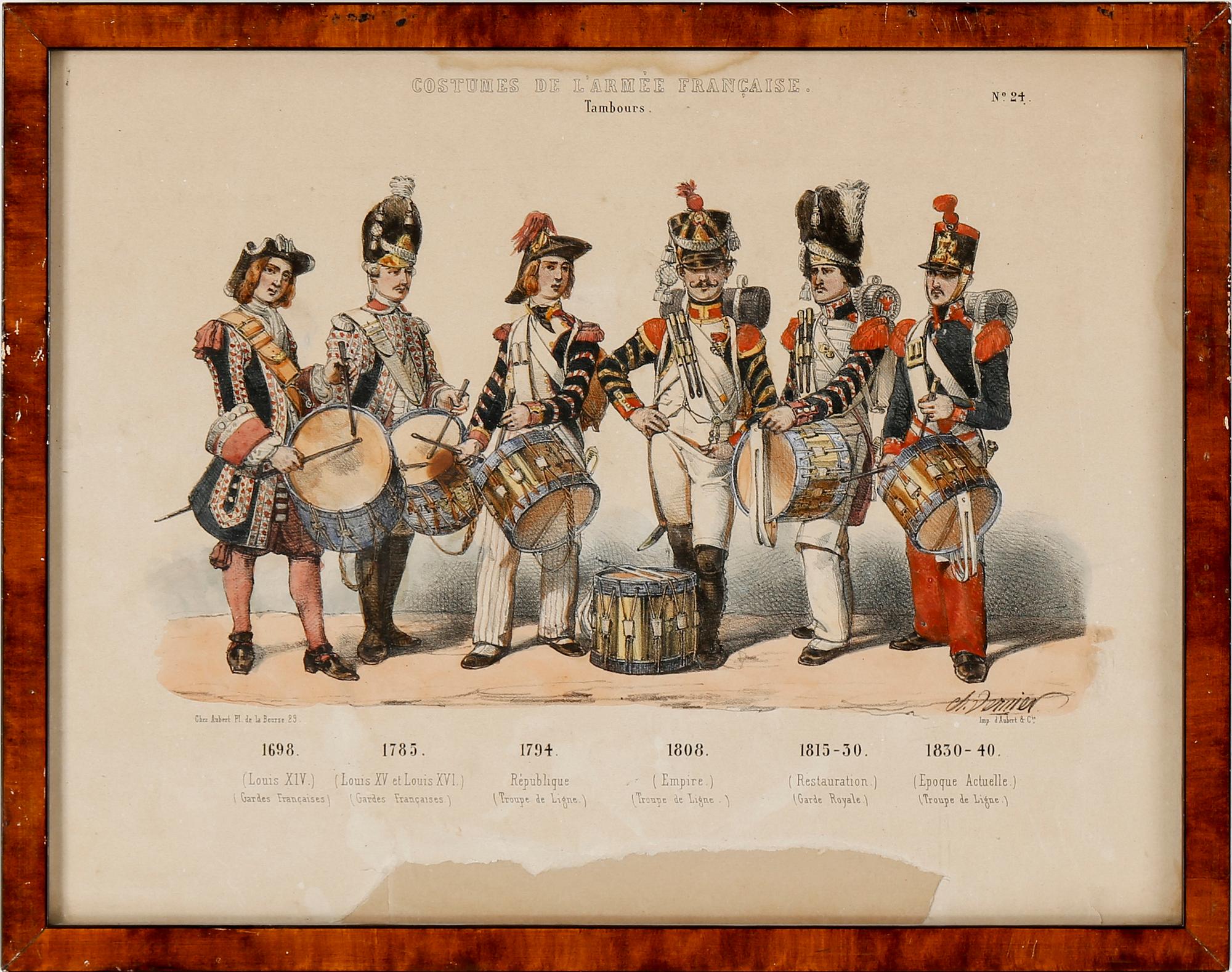 LITOGRAFISKA UNIFORMPLANSCHER, 8 st, Costumes de l'armée Française, 1800-talets slut.