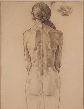 Lotte Laserstein, "Rückenakt eines stehenden Mädchens mit Zopf".