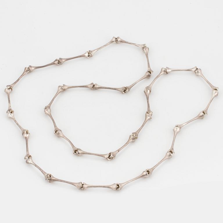 A silver necklace by Lapponia, Helsinki, Finland 1977.