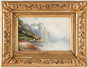 OKÄND KONSTNÄR, olja på pannå, signerad C Hildebrand, sent 1800-tal.