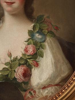 François-Hubert Drouais, hans krets, Ung kvinna med blomstergirland, möjligen  comtesse du Barry (1743-93).