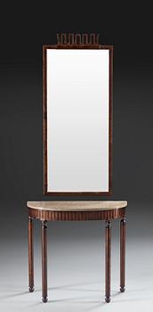 An Axel-Einar Hjorth stained birch 'Coolidge' console table with mirror, NK Sweden 1927.