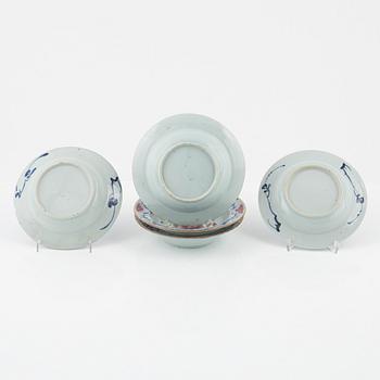 A set of five (3+1+1) dessert dishes, Qing dynasty, 18th Century.