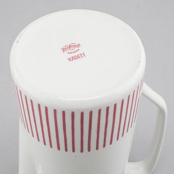 HERTHA BENGTSON, kaffeservis, nio delar, porslin, "Kadett Röd", Rörstrand, formgiven 1954.