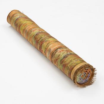 A Mugul style brocaded silk and metal panel, 65 x 67 cm, Persia, 18th century.