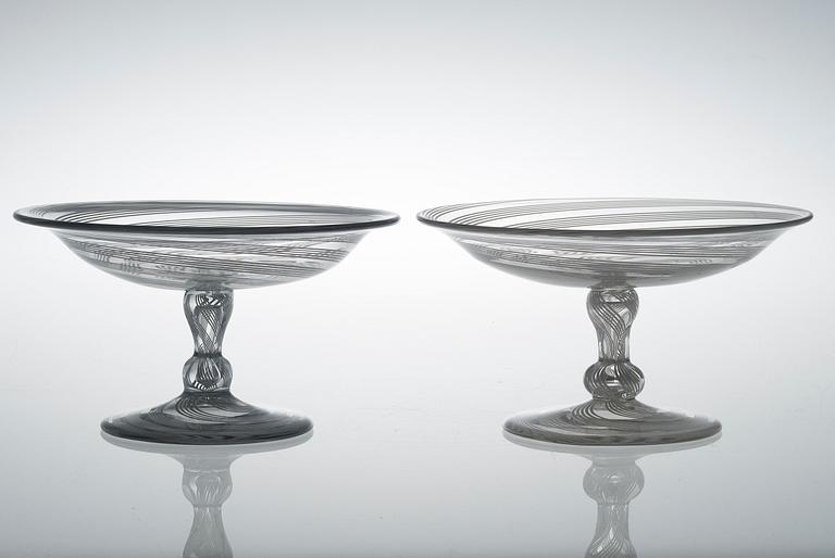 A PAIR OF FOOTED BOWLS. Manufactured probably by Charles Bredgem. Nuutajärvi, 1860 speech.