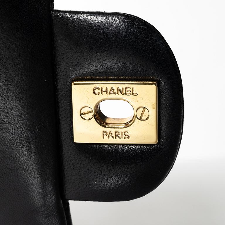 Chanel, A black leather 'Double Flap Bag Small'.