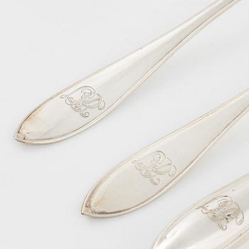 A 36-piece silver flat wear set, 'Svensk Spets', GAB & C.G.Hallberg, Stockholm, Sweden,