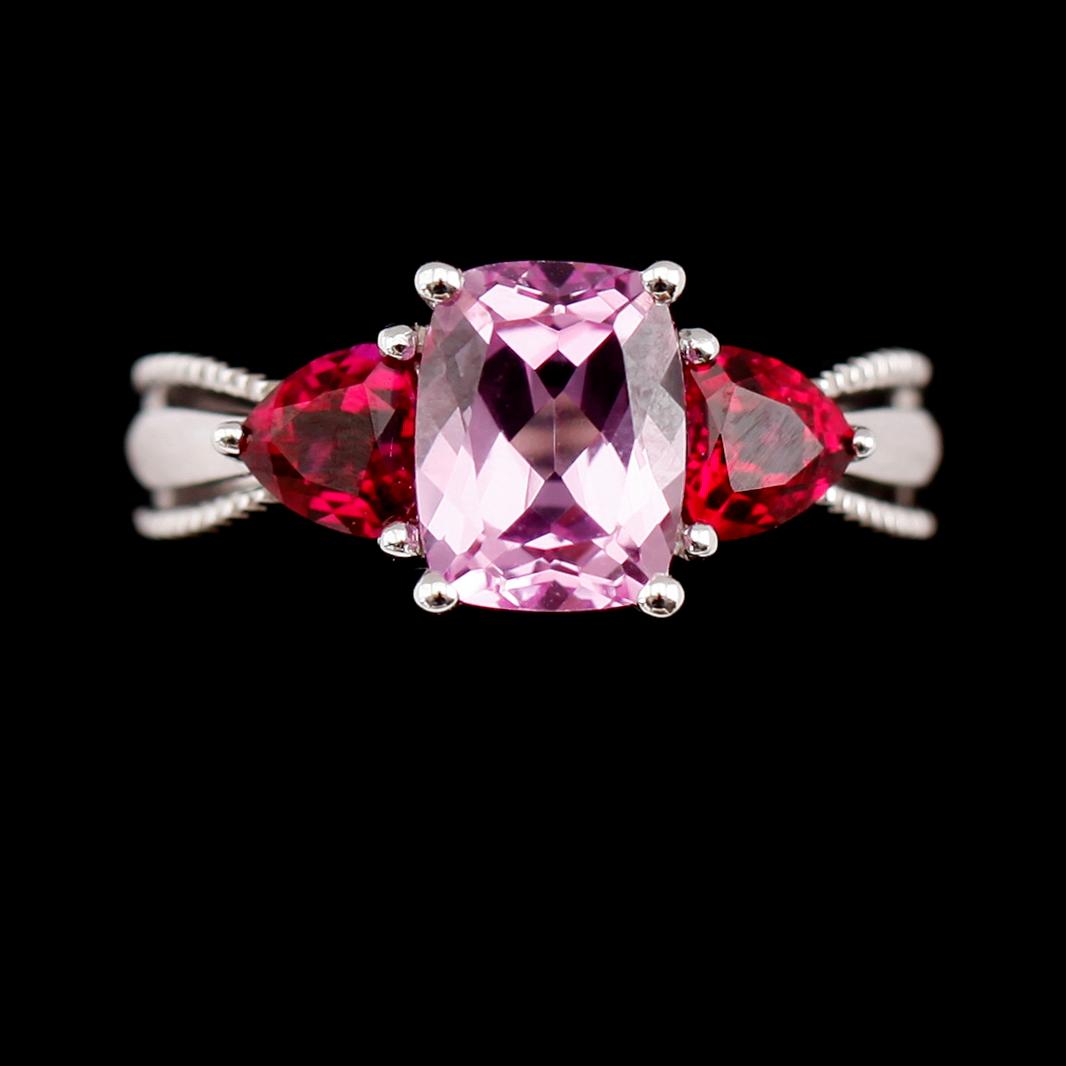 RING, 10 k vitguld, rosa turmaliner.