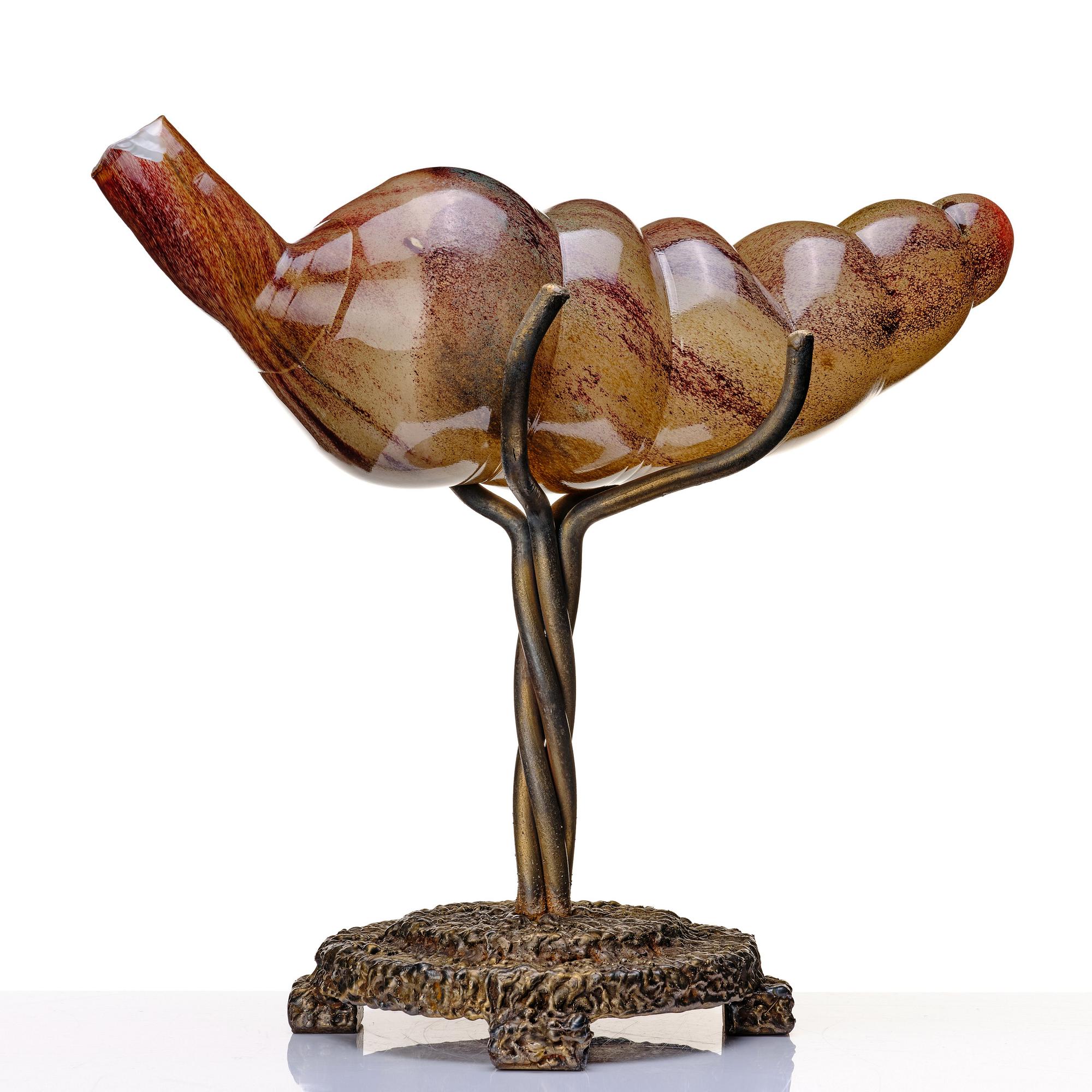 glasskulptur, "Utan titel" på bronsställ, 1998.