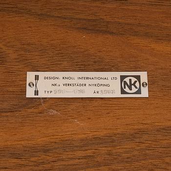 Florence Knoll, a model 590-036 walnut-veneered desk, by Nordiska Kompaniet in Sweden for Knoll International, 1962.