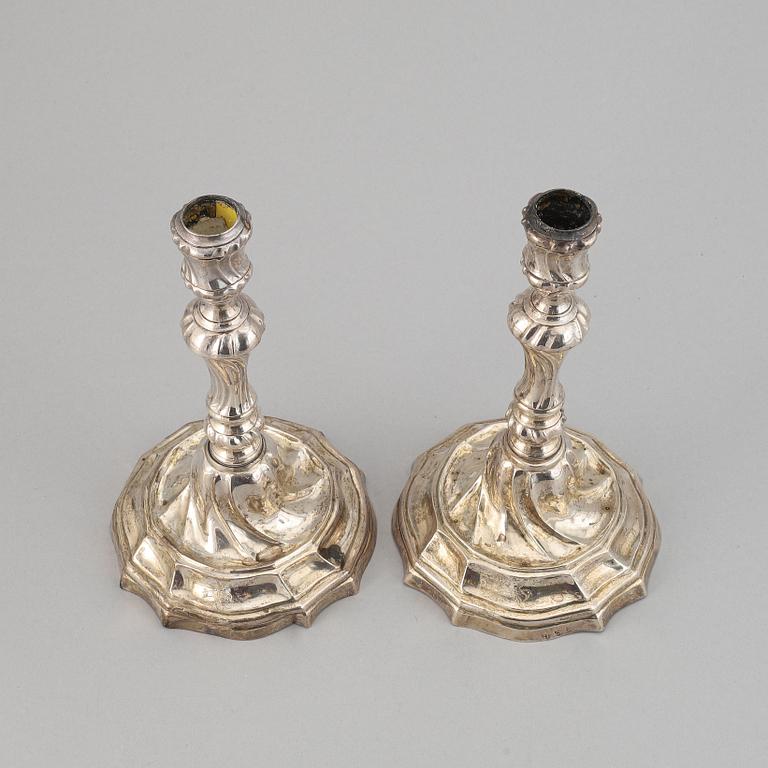 A pair of silver candle holders, probably from Barcelona, second half of the 18th century.