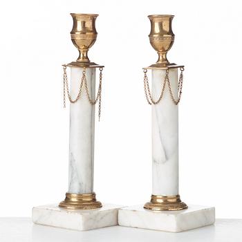 A pair of late Gustavian circa 1800 candlesticks.