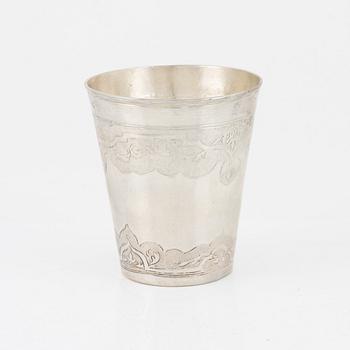 Bägare, silver, F Wissing, Odense, Danmark 1745-70.