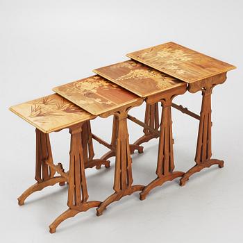 Emile Gallé, nesting tables, four parts, Nancy, France.