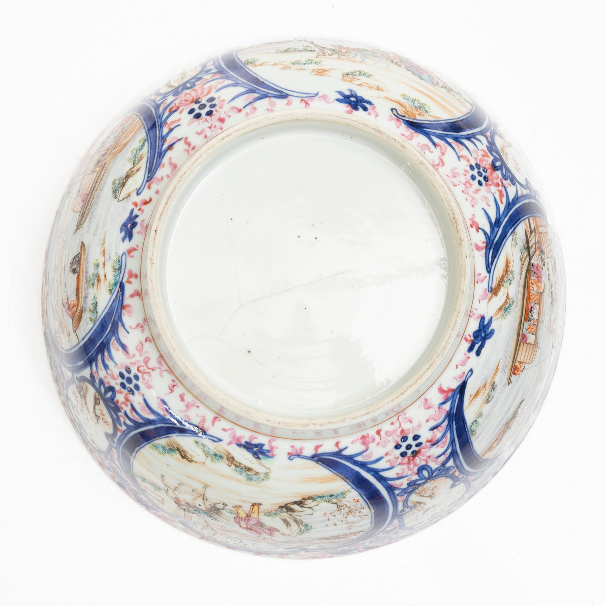 Three porcelain punch bowls, China, Qianlong (1736-95).