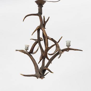 A horn chandelier, first half of the 20th Century.
