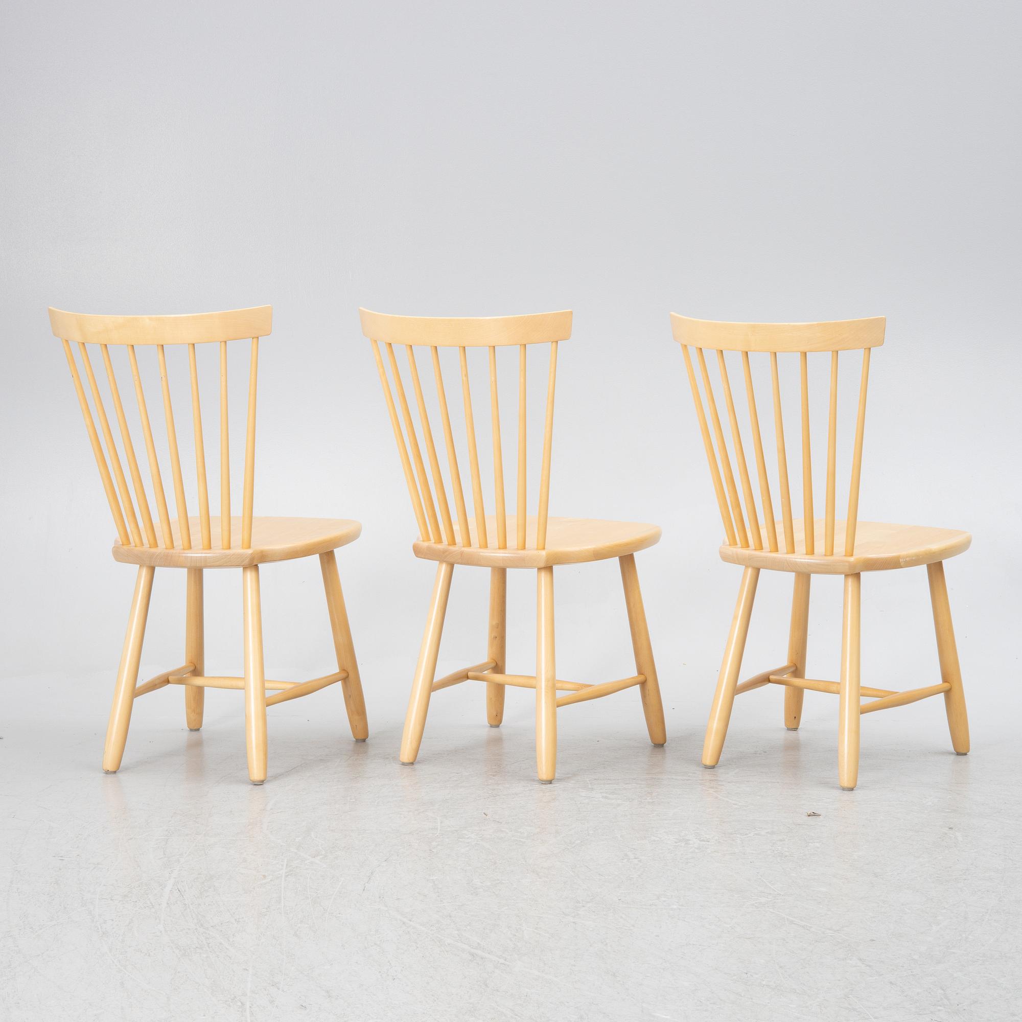 Carl Malmsten, a set of three chairs, "Lilla Åland", Stolab, 2002.