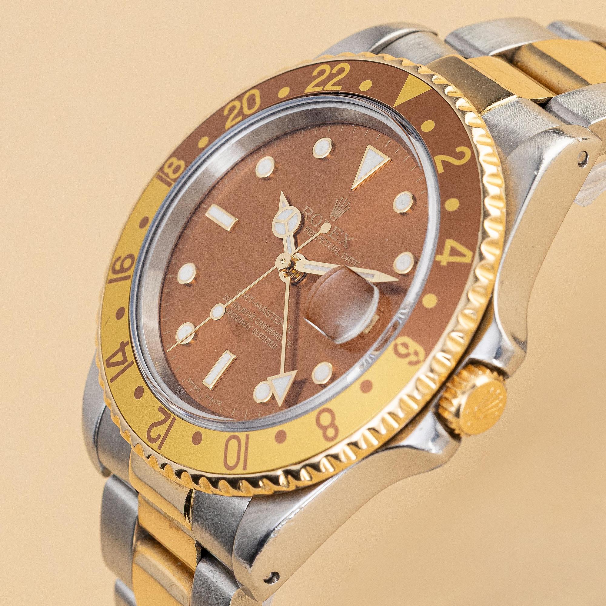 Rolex, GMT-Master II, "Root Beer" & "Black Tritium Dial & Insert", ca 1995.