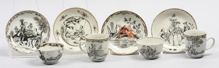 KOPPAR och FAT, 4 st porslin, Kina 1700/1800-tal.