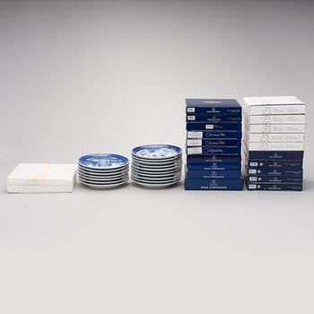 A set of 38 porcelain Christmas plates, Royal Copenhagen, Denmark, 1966 + 1973-2009.