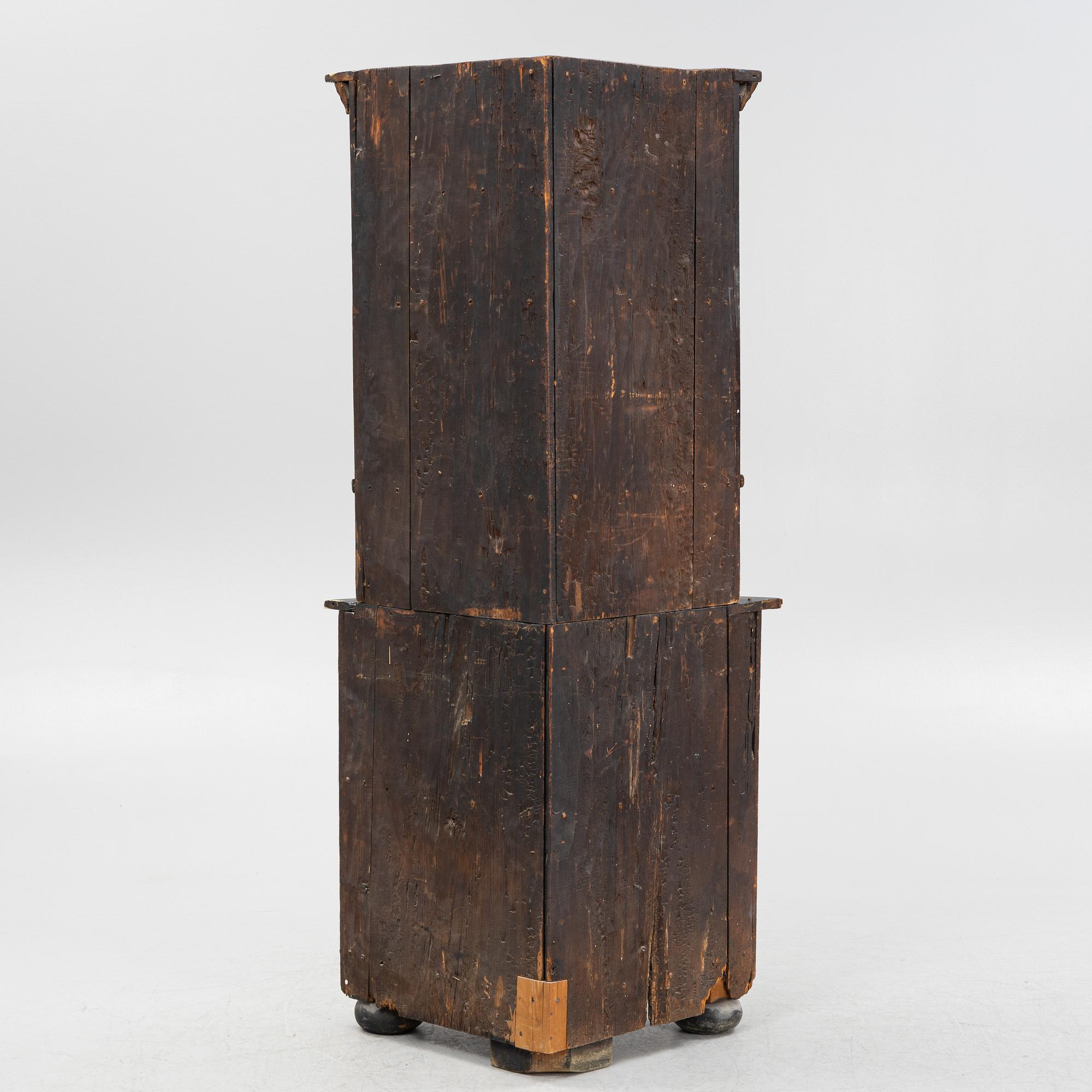 Corner cabinet, folk art, dated 1784.