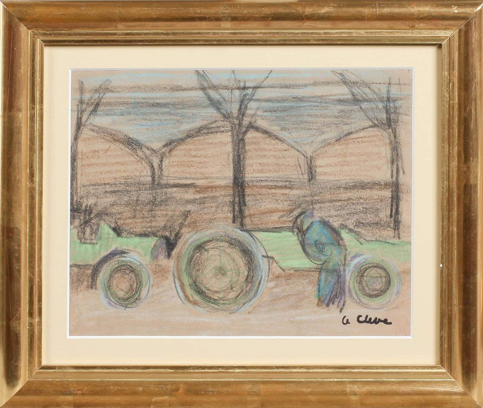 AGNES CLEVE, krita, stämpelsignerad.