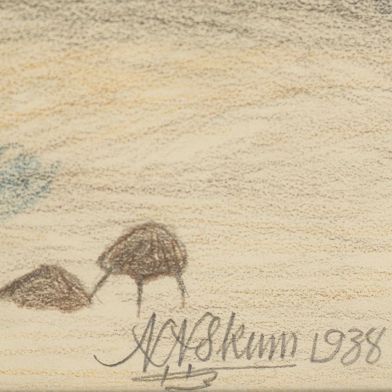 NILS NILSSON SKUM, crayon and pencil, signed N.N.Skum and dated 1938.