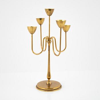 Gunnar Ander, a brass candelbrum. Ystad-Metall, Sweden, mid 20th Century.