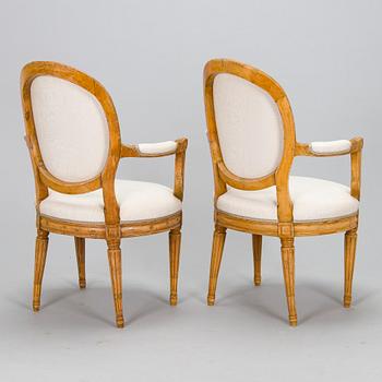 A pair of Gustavian armchairs, 18th century.