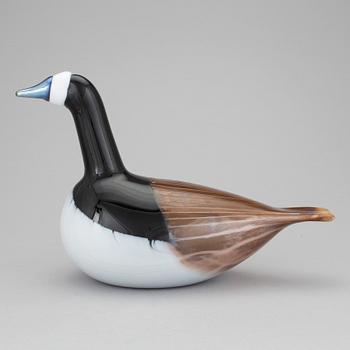 OIVA TOIKKA, skulptur, glas, "Valkoposkihanhi", Nuutajärvi Notsjö Pro Arte, Iittala, signerad och numrerad 295/2000.