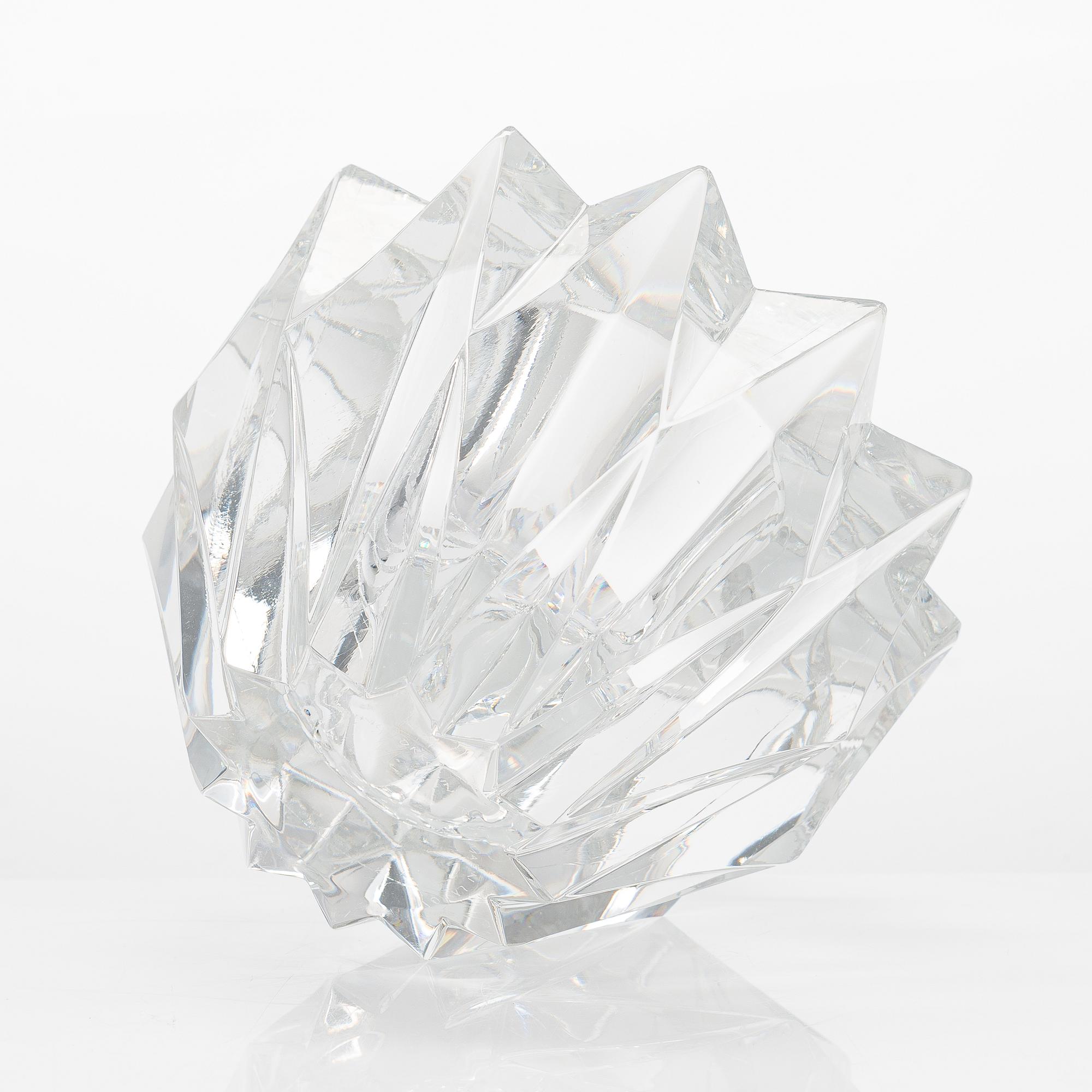 Aimo Okkolin, skål, "Näckros", signerad Aimo Okkolin, Riihimäen Lasi Oy.