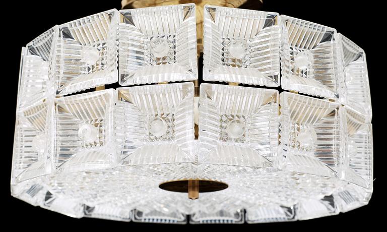 TAKPLAFOND, glas och mässing, 1900-talets mitt.