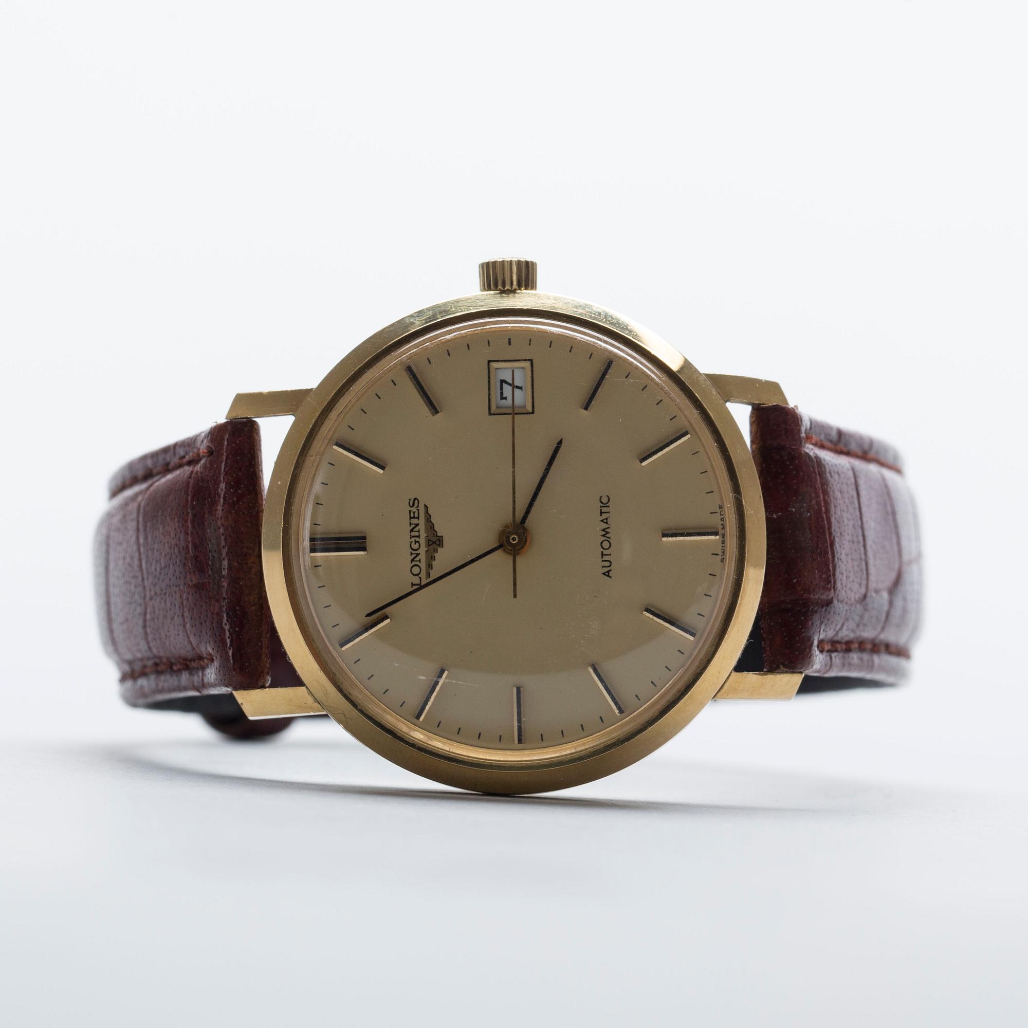 ARMBANDUR, 18K guld, Longines, automatic.
