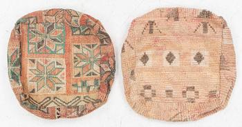 A pair of cases for poufs, Morocco, approx. 55 x 55 x 18 cm.