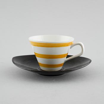 Ten teacups with saucers, porcelian, "Siam", maybe by Marianne Westman, Rörstrand, mid 20th century.