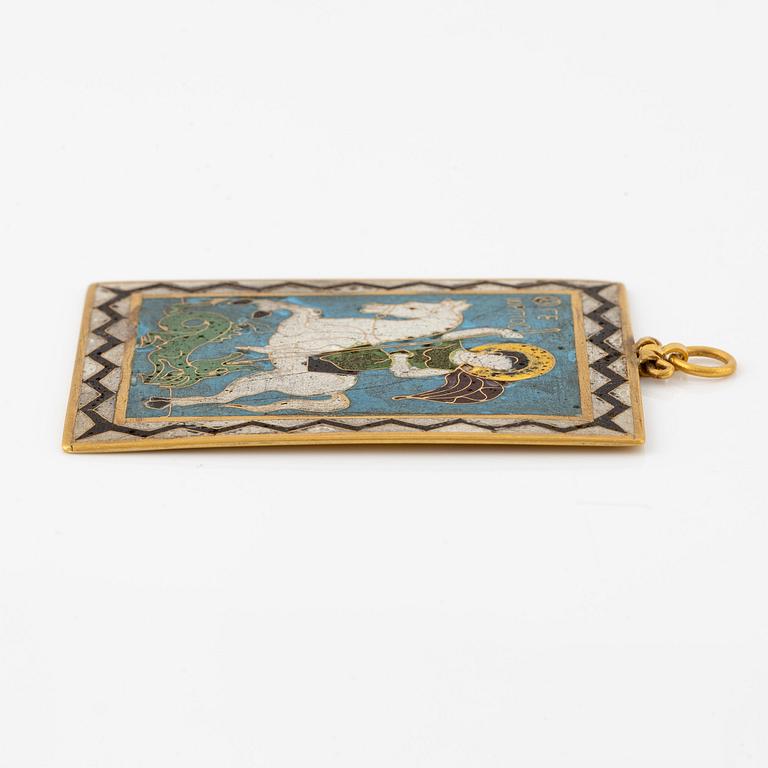 Plaque, guld och cloisonnéemalj, Bysantinsk stil, sentida.