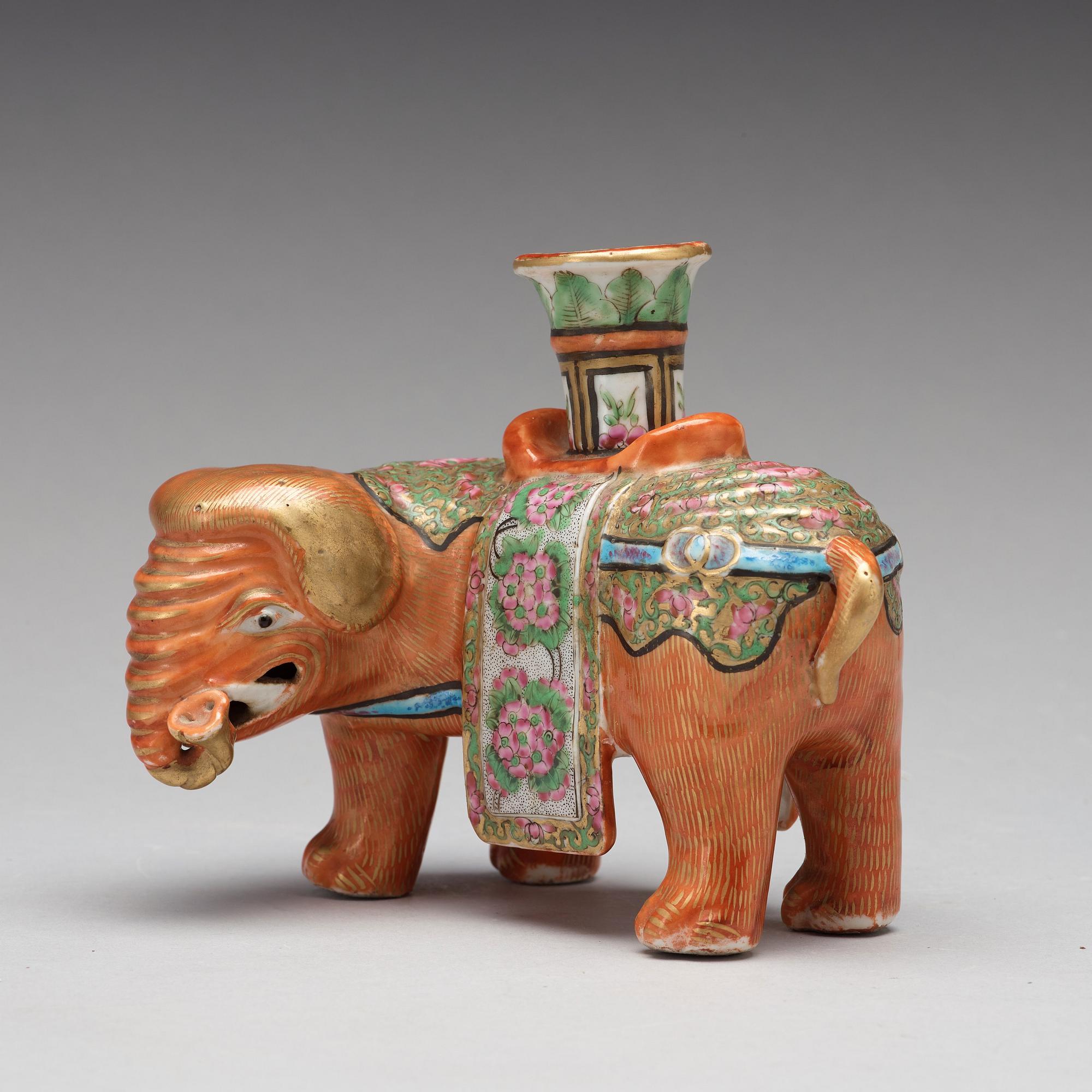 A Canton figure of an elephant, late Qing dynasty, circa 1900.