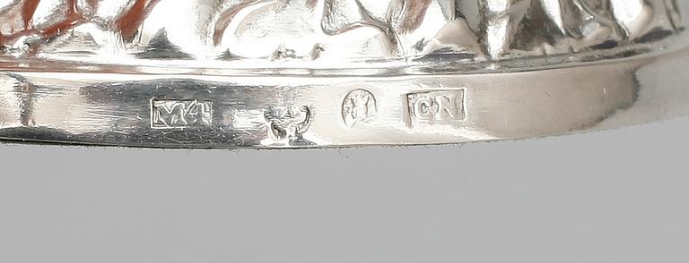 LJUSSTAKAR, ett par, silver, Carl Nyström, Stockholm, 1842.